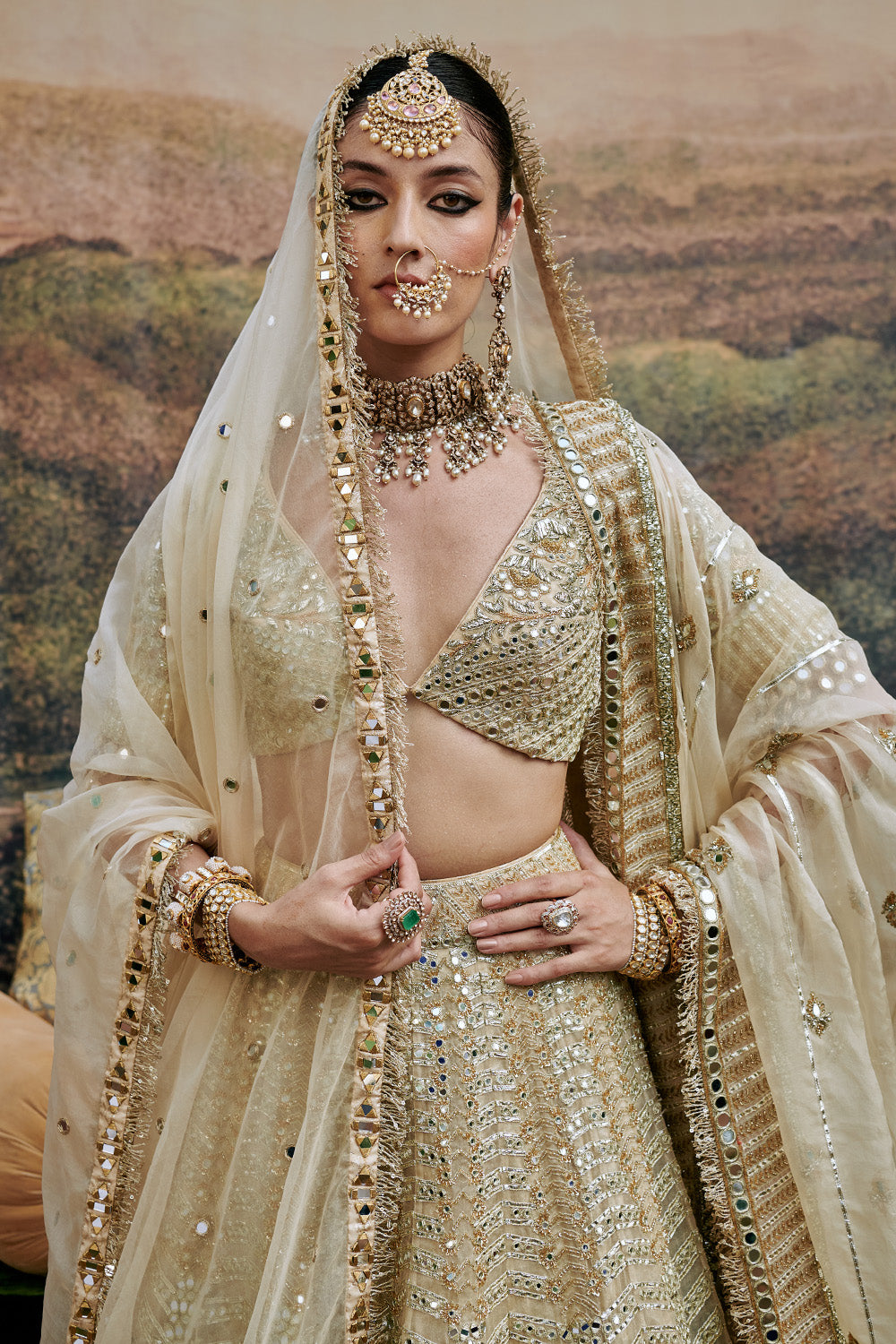 Shvet Afsana Lehenga Set with Veil