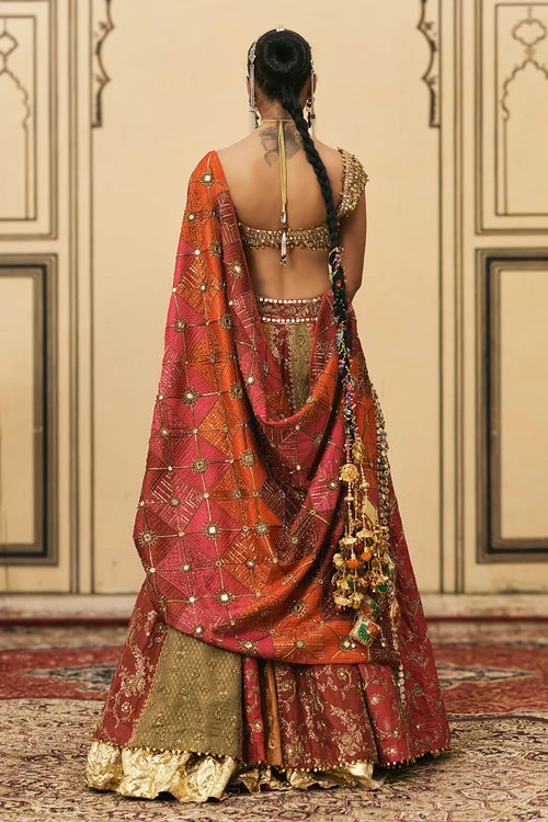 Chitrali Brocade Phulkari Lehenga Set With Phulkari Dupatta