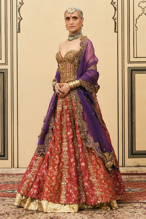 Do-Rang Gota Lehenga Set With Organza Dupatta