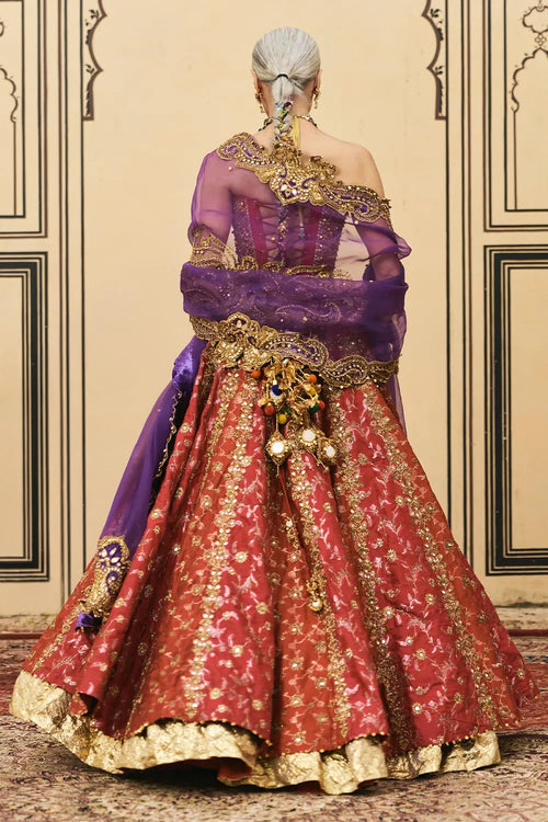 Do-Rang Gota Lehenga Set With Organza Dupatta