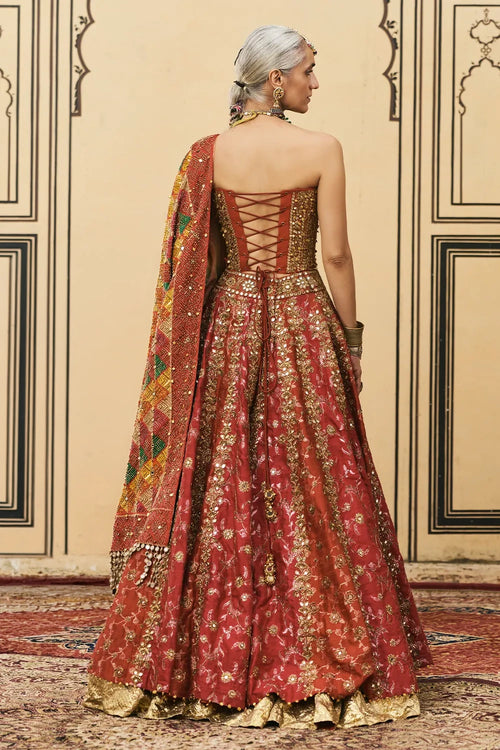 Do-Rang Gota Lehenga Set With Phulkari Dupatta