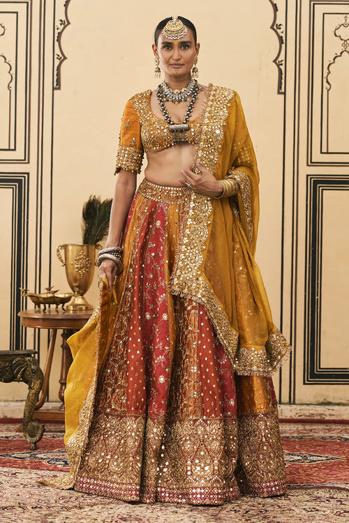 Rangmanch Phulkari Lehenga Set With Organza Dupatta