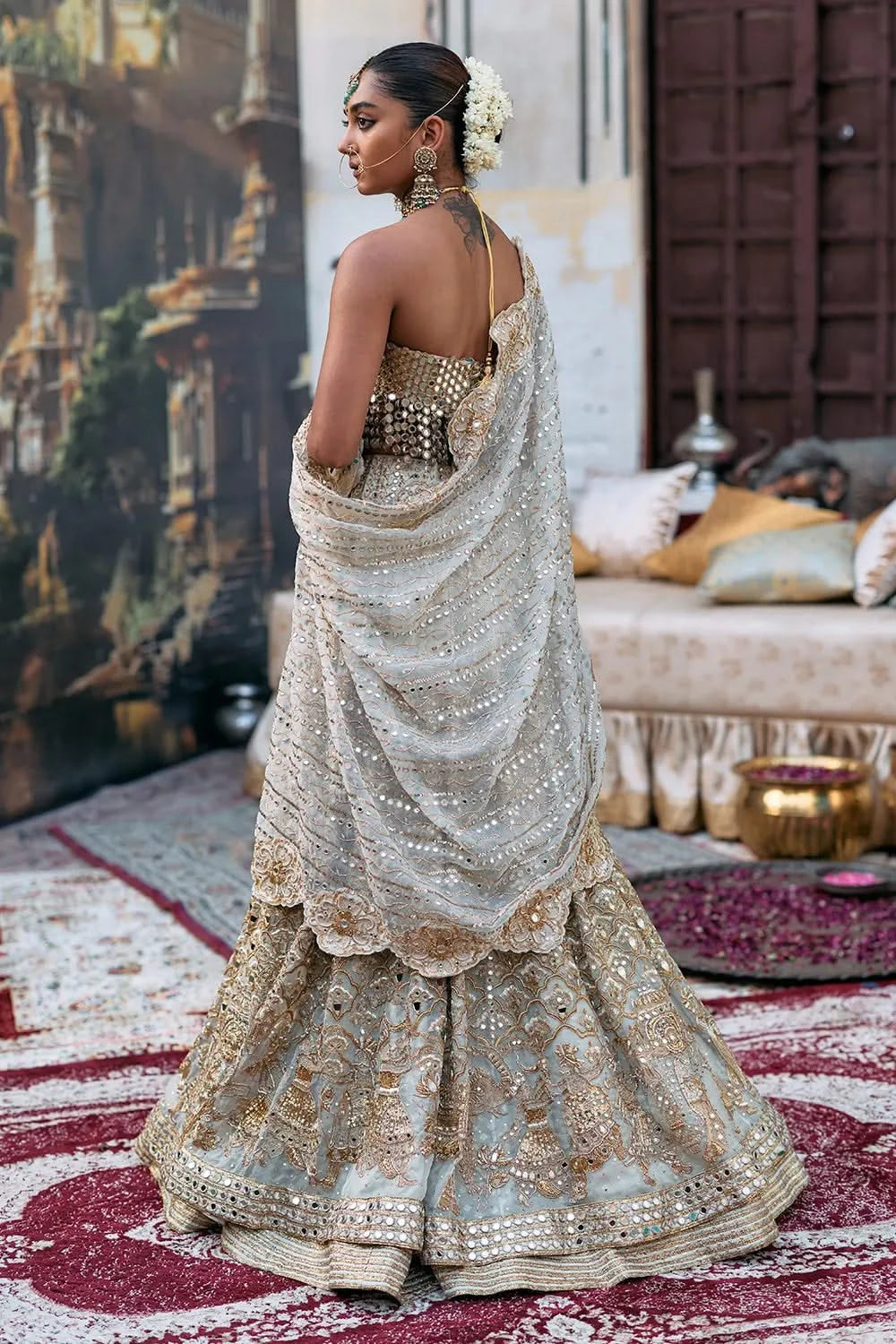 Rajbaraat Lehenga with Sheeshya Veil Set