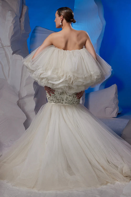 Off-White Net Sculpted Gown