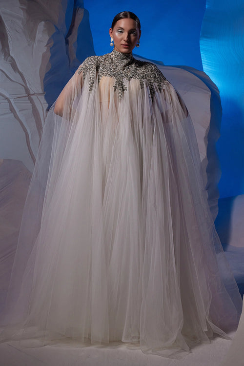 Off-White Net Kaftan Dress