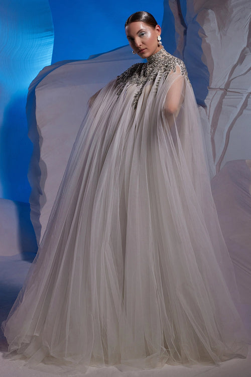 Off-White Net Kaftan Dress