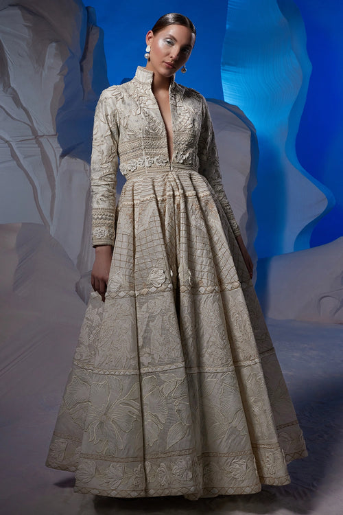 Ivory Linen Silk Gown