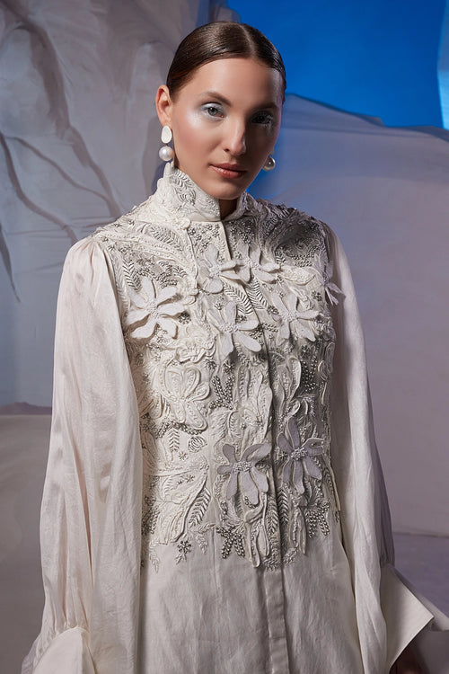 Ivory Cotton Silk Kaftan
