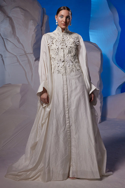 Ivory Cotton Silk Kaftan