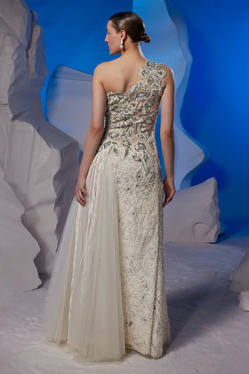Ivory One-Shoulder Gown