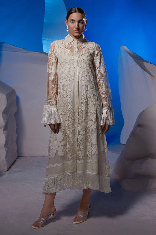 Ivory Organza Silk Kurta