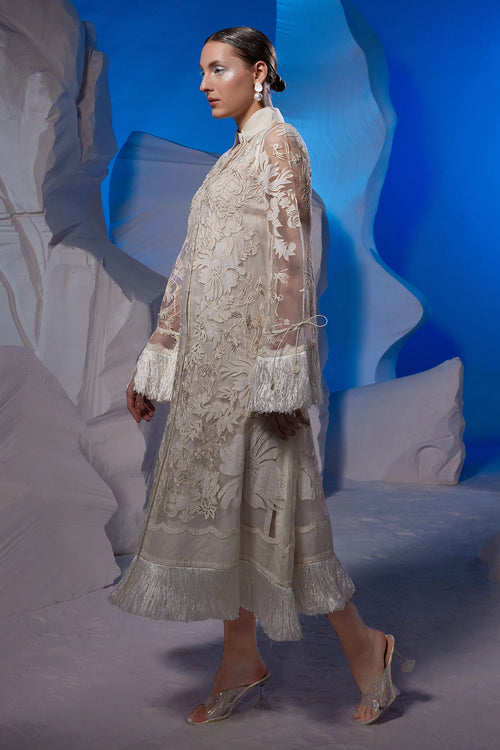 Ivory Organza Silk Kurta