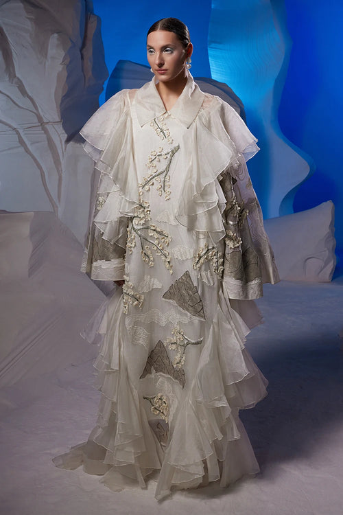 Ivory Cotton Organza Silk Kurta