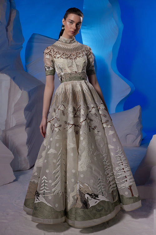 Ivory Organza Silk Gown