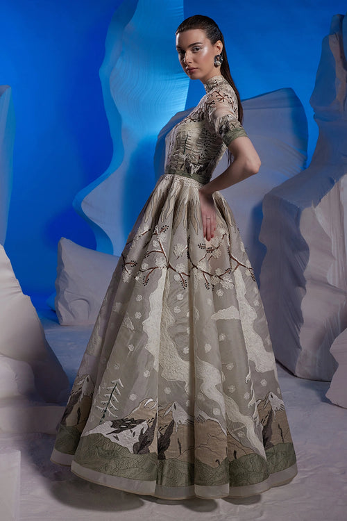 Ivory Organza Silk Gown