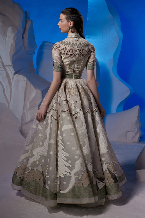 Ivory Organza Silk Gown