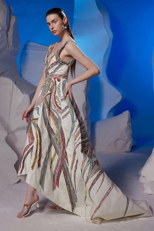 Off-White Cotton Silk Classic Gown