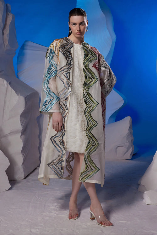 Ivory Dress with Structured Jacket