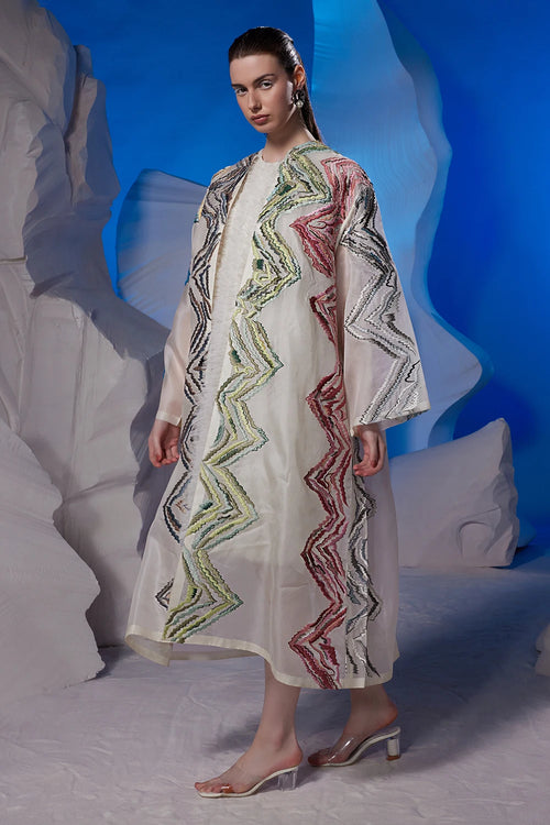 Ivory Dress with Structured Jacket