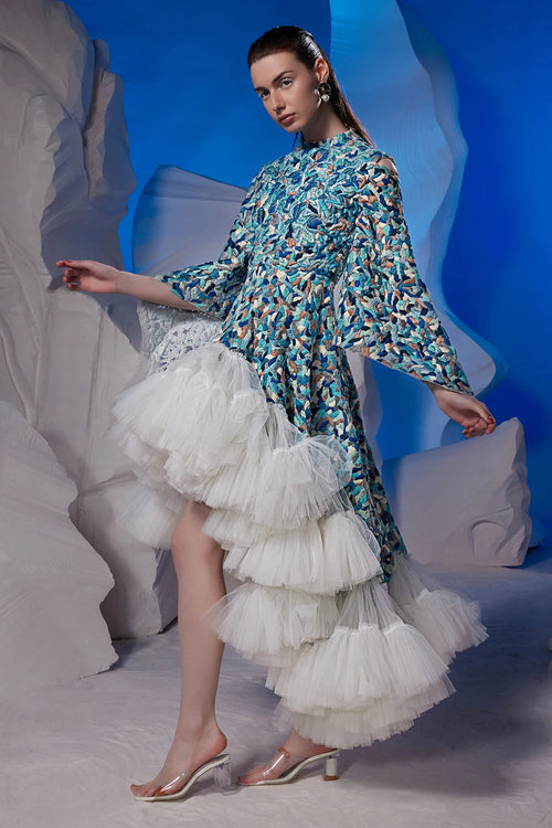 Ivory Cotton Silk Short Dress