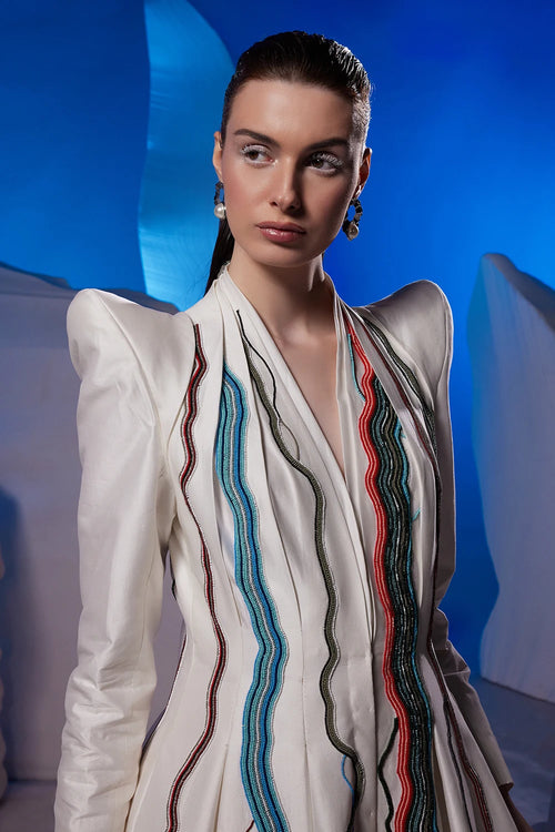 Ivory Cotton Silk Sculpted Gown