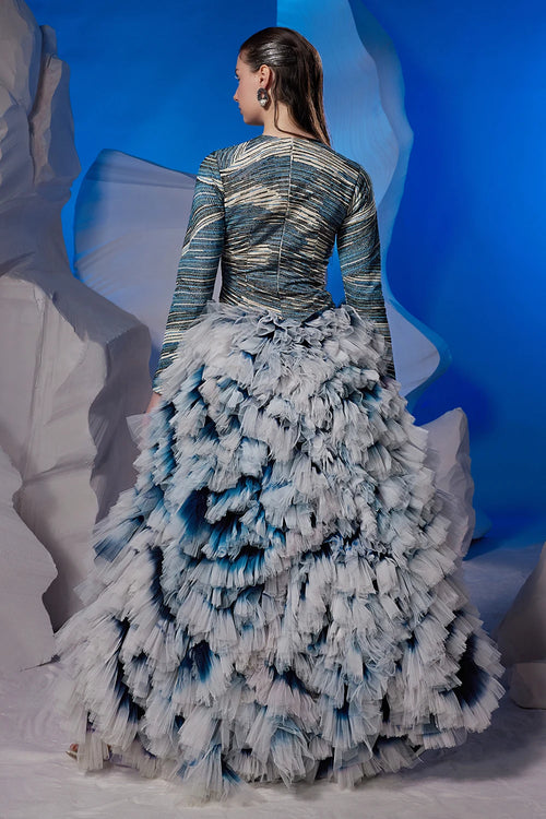 Ivory Cotton Silk Net Ethereal Gown