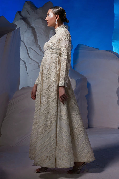 Off White Organza Silk Gown