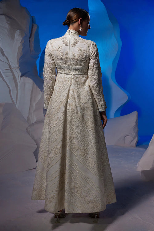 Off White Organza Silk Gown