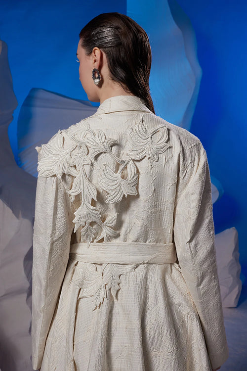 Off-White Cotton Silk Tailored Jacket