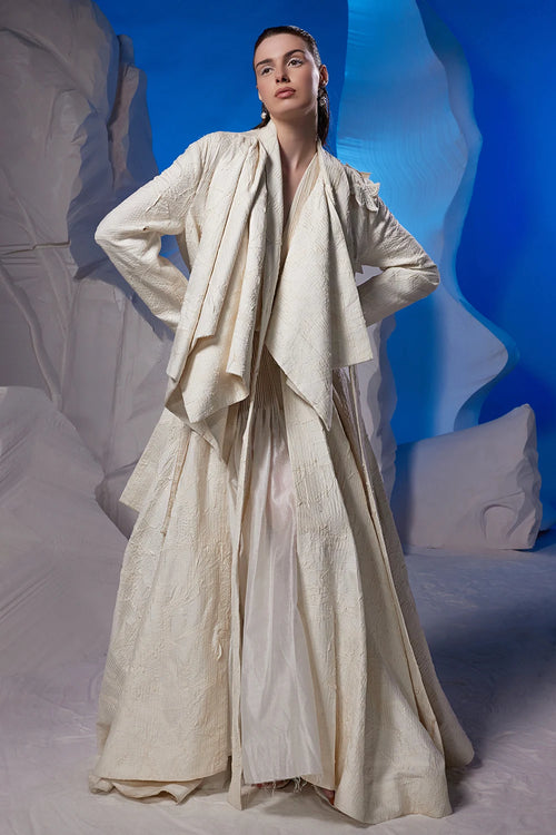 Off-White Cotton Silk Tailored Jacket