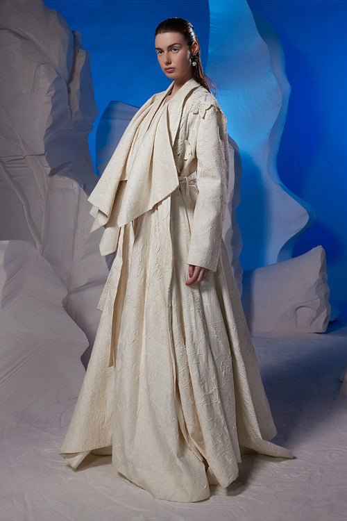 Off-White Cotton Silk Tailored Jacket