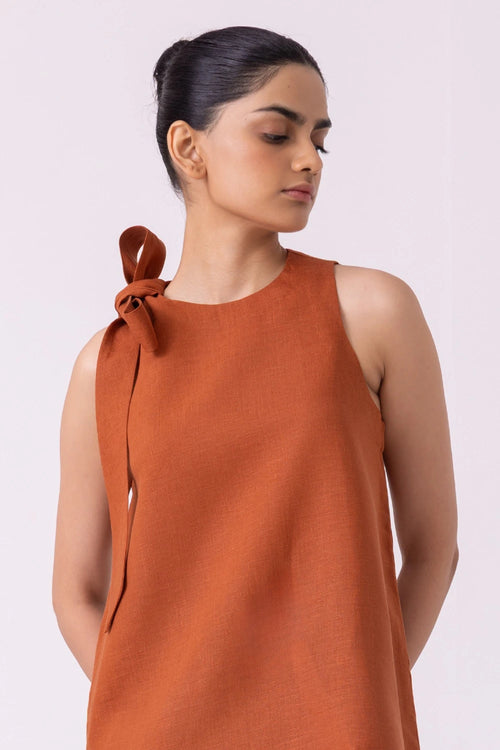 Granger Rust Linen Halter Top