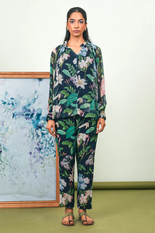 Indigo Chiffon Breeze Co-ord Set