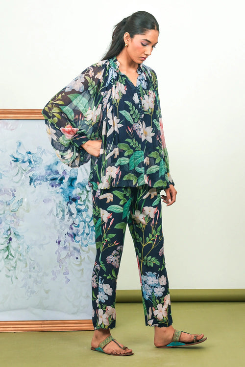 Indigo Chiffon Breeze Co-ord Set