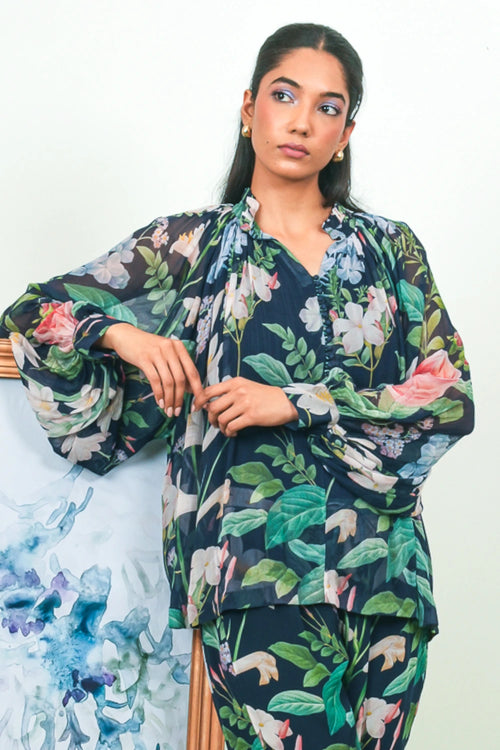 Indigo Chiffon Breeze Co-ord Set