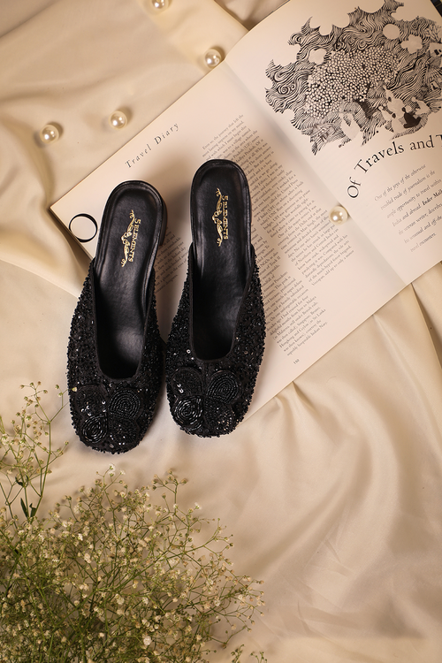 Indrani Black Mules