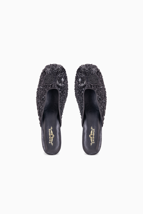 Indrani Black Mules