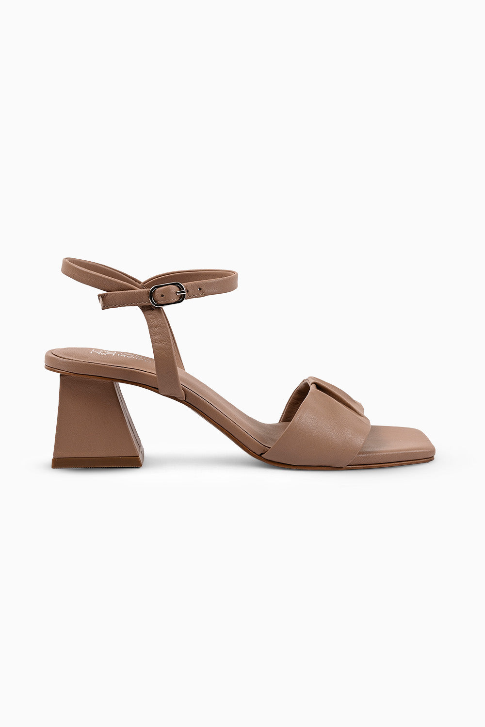 Isa Beige Flared Heel Sandals