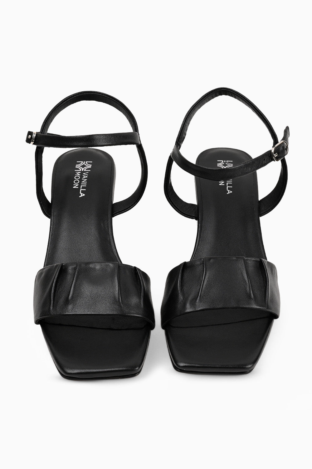 Isa Black Flared Heel Sandals