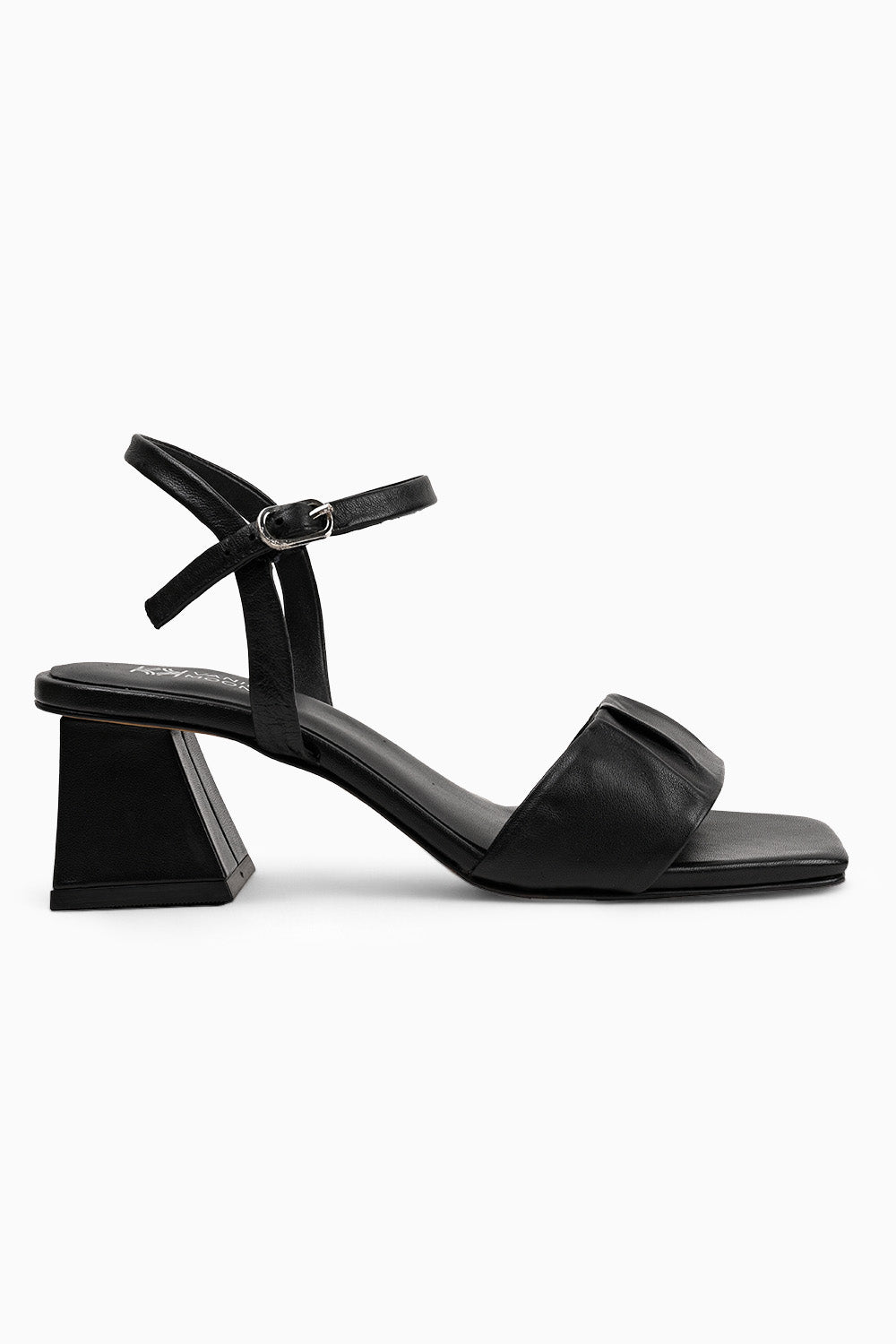 Isa Black Flared Heel Sandals