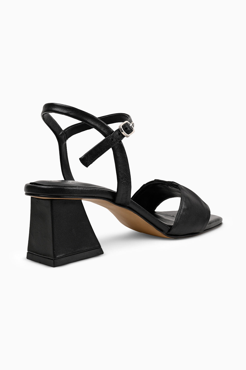 Isa Black Flared Heel Sandals