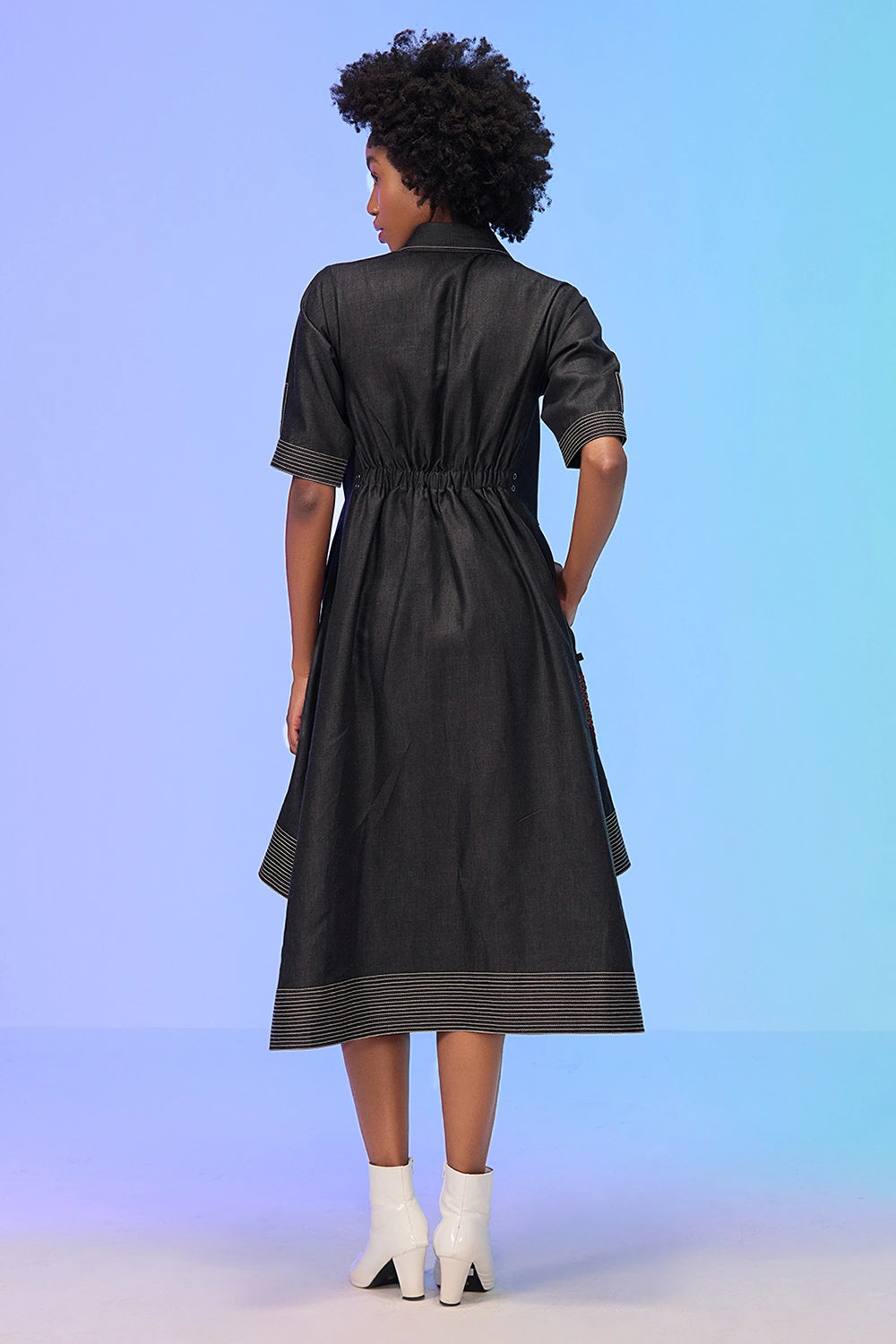 Isley Blue Mid-Length Shirt Dress