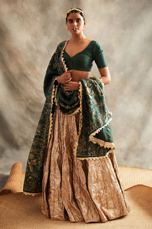 Panna Chandi Lehenga Set