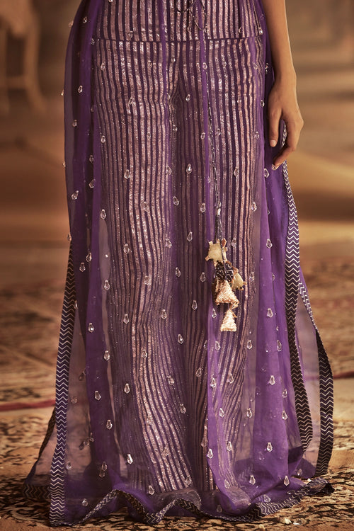 Purple Silk Tirth Organza Kaftan Set