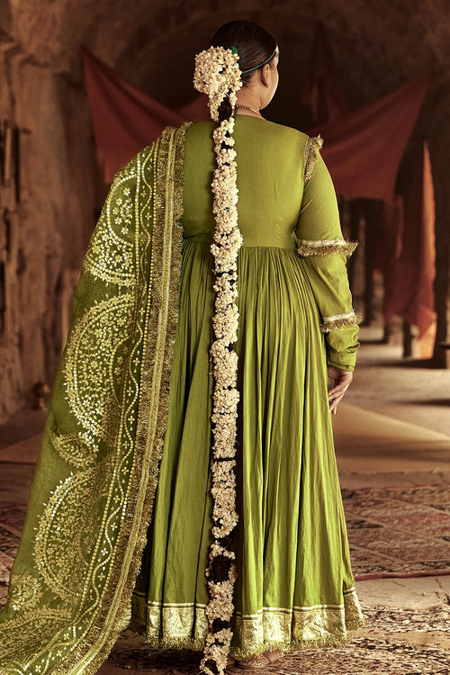 Olive Green Taheera Angrakha Set