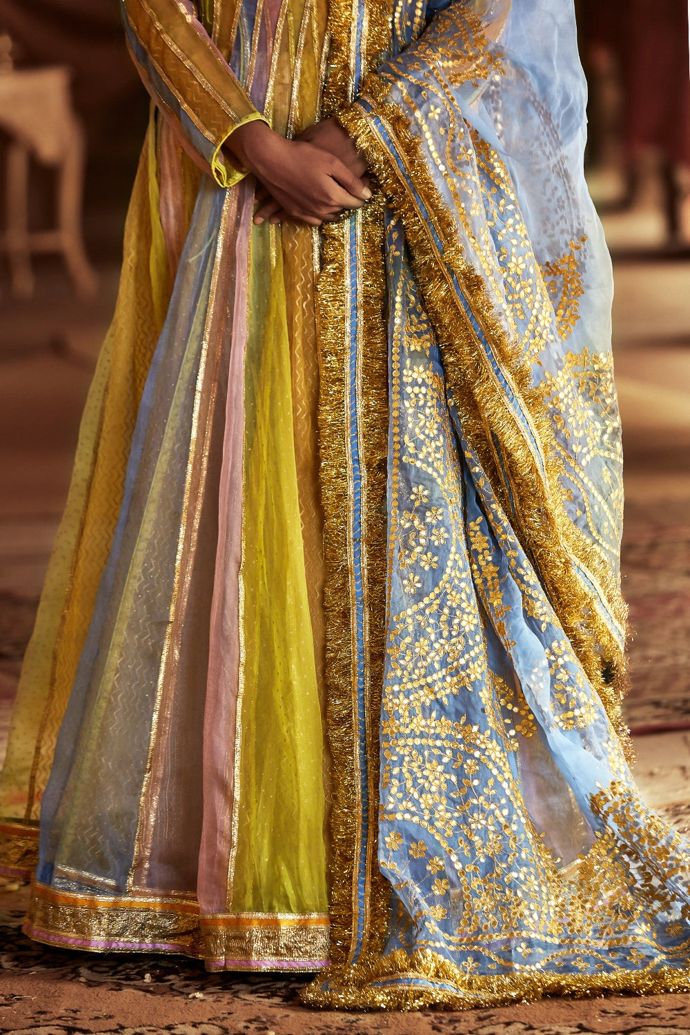 Multicolour Gold Jahaan Angrakha Pant Set A