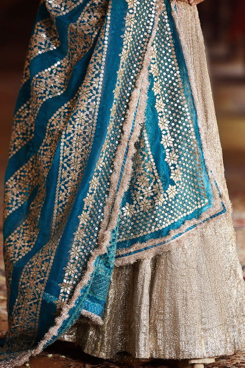 Silver and Turquoise Fiza Chaandi Lehenga Set