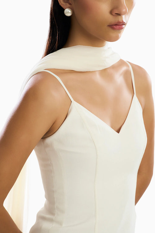 Ivory Mirage Dress with Scarf