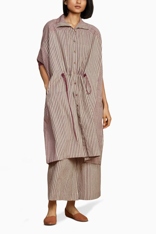 Ivory with Mauve Striped Kaftan Co-ord Set