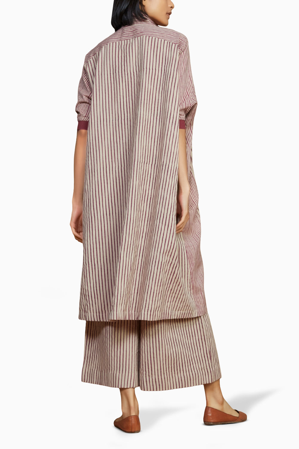 Ivory with Mauve Striped Kaftan Co-ord Set